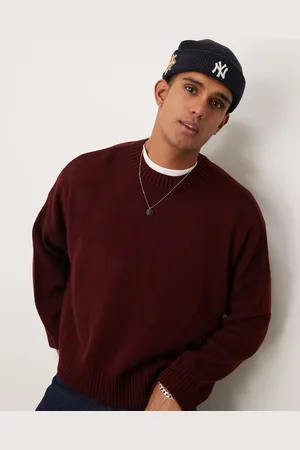 ASOS Super oversized bordeauxrød striktrøje med firkantet pasform