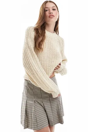 JJXX Chunky og cropped trøje i kærnemælksfarve-Hvid
