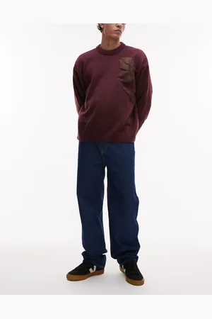Lacoste Jeans med brune syninger i mørk vask