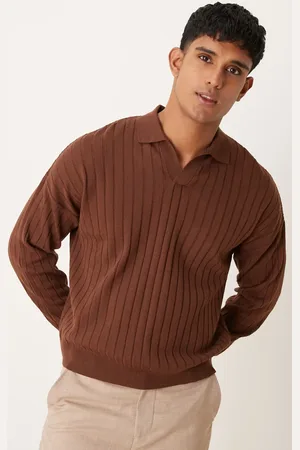 ASOS Ribstrikket polo med lange ærmer og hakudskæring i halsen i afslappet firkantet pasform