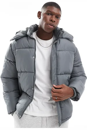 ASOS Grå dynejakke med aftagelig hætte
