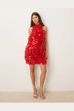 ASOS Halterneck-minikjole med skårformede pailletter