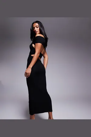 ASOS ASOS DESIGN Petite - bardot-midikjole med rygstropper