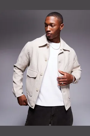 River Island Overskjorte i hør-Neutral
