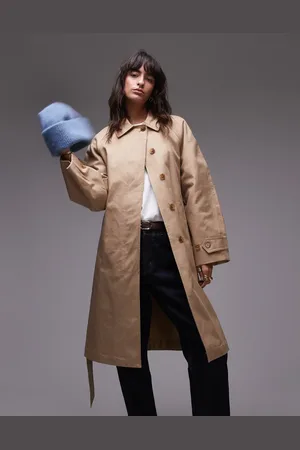 MANGO Premium - Lysebrun og mellemlang trenchcoat med bælte