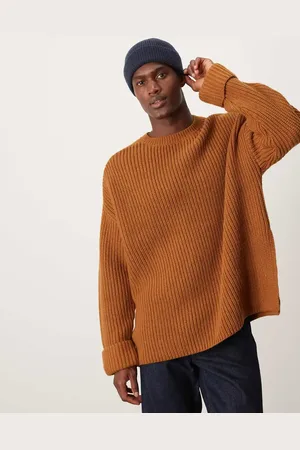 ASOS Gyldenbrun og oversized trøje i kraftig ribstrik i uldblanding