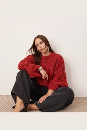 ASOS Curve - Oversized trøje i hulstrik med firkantet pasform-Multifarvet