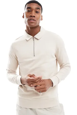 ASOS Polo-sweatshirt med lynlås i lysegrå
