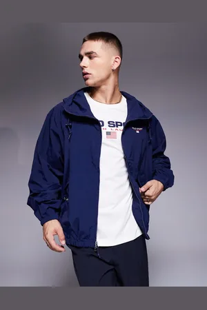 Ralph Lauren Sport Capsule - Marineblå vindjakke med logo og lynlås