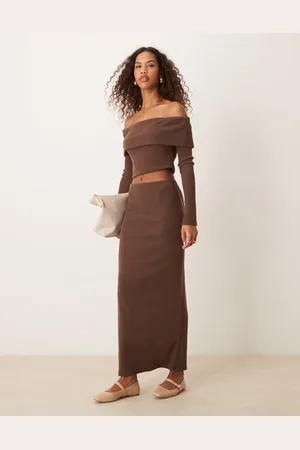 Miss Selfridge Chokoladebrun maxinederdel