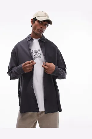 Topman Vasket oversized skjorte med lange ærmer