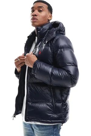 Ralph Lauren Skinnende dunjakke med aftagelig hætte i