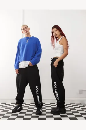 COLLUSION Unisex - sorte joggingbukser med logo