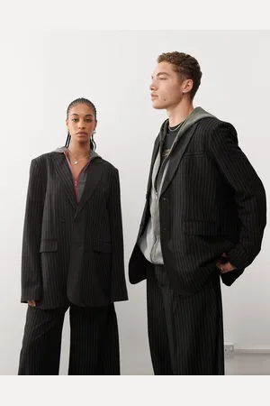 COLLUSION Unisex - Oversized blazer med nålestriber - Del af sæt-Sort