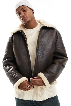 ASOS Og oversized aviator-jakke i imiteret læder med cropped snit