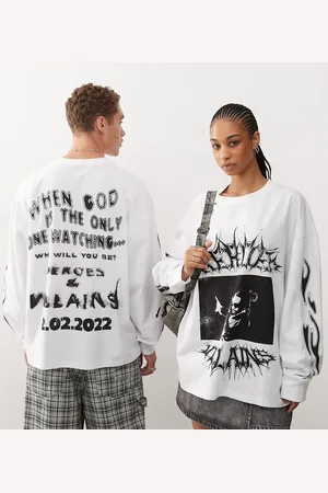 COLLUSION Unisex - Langærmet, oversized og T-shirt med licenseret "Metro Boomin"-grafik