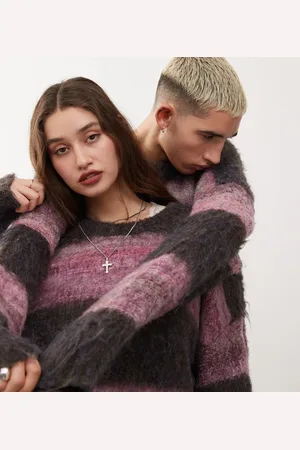 Reclaimed Oversized unisex-trøje med forskelligfarvede striber i snoet garn