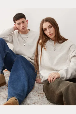 Dr Denim Unisex - Kenan - Havrehvid og kraftig sweatshirt med afslappet pasform og rund hals samt lille hvidt logo