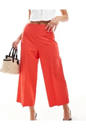 ASOS ASOS DESIGN Petite - Røde og skræddersyede culotte-bukser i hør