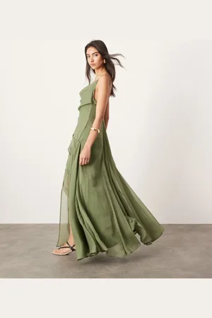ASOS Cami-maxikjole med asymmetriske draperinger i chiffon-Multifarvet