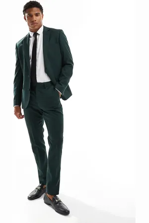ASOS Mørkegrønne skinny-habitbukser med sildebensmønster