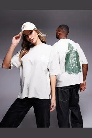 ASOS Unisex - Grå og oversized T-shirt med firkantet pasform og licenseret Star Wars Darth Vader-print