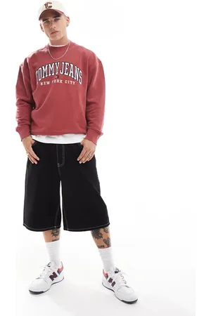 Tommy Hilfiger Rød forvasket sweatshirt med college-logo