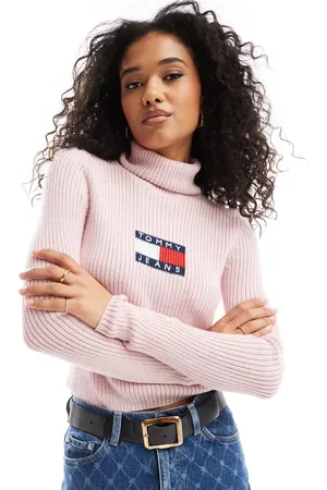 Tommy Hilfiger Pinkmeleret trøje med flaglogo-Lyserød