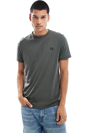 Fred Perry Ringer-t-shirt i kakigrøn