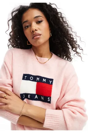 Tommy Hilfiger Strikket rullekravetop med lange ærmer i lyserød
