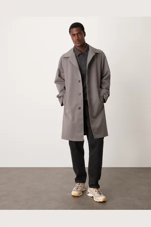 MANGO Grå mellemlang trenchcoat med bælte