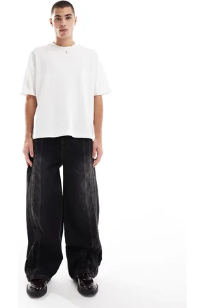 ASOS Forvaskede sorte super-baggy jeans med sømdetaljer - Del af sæt