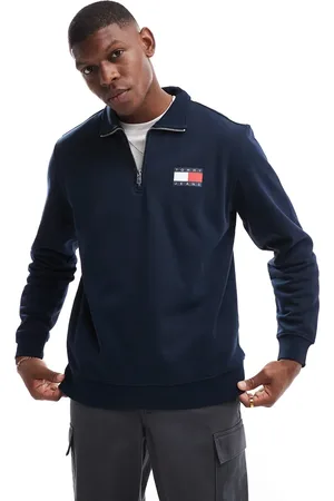 Tommy Hilfiger Marineblå sweatshirt med 1/4 lynlås