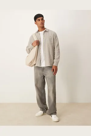 New Look Beige overskjorte i sildebensmønster-Brun