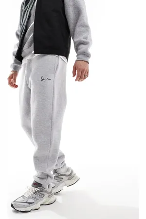 Karl Kani Essentials - Askegrå joggingbukser i afslappet pasform med manchetter - Del af sæt