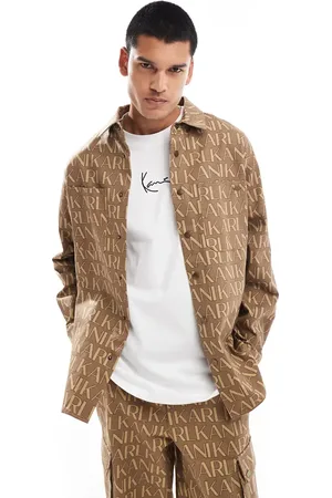 Karl Kani Oversized lysbeige skjorte - Del af sæt-Neutral