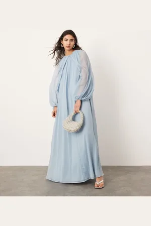 ASOS Maxikjole med voluminøse ærmer i chiffon-Rød