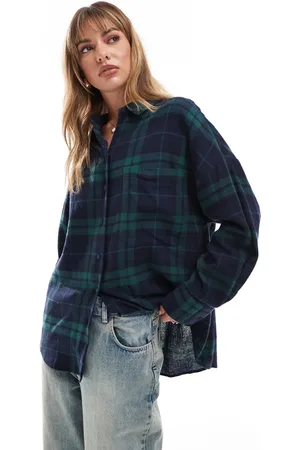 ASOS Oversized skjorte med grønne/blå tern-Multifarvet