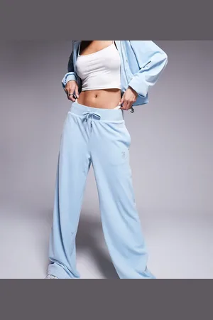 Juicy Couture Støvede blå joggingbukser i velour med brede ben - Kun hos ASOS