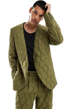 Viggo Kakigrøn og vatteret habitjakke med oversized pasform i casual stil - Del af sæt