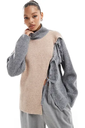 ASOS Højhalset trøje med bindedetaljer og farveblok
