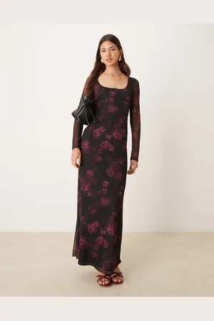 Miss Selfridge Langærmet maxikjole med blomsterprint-Multifarvet