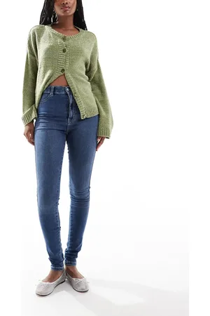Dr Denim Solitaire - Blå og super skinny jeans i slidt vask med høj talje
