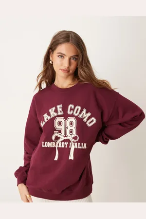 Miss Selfridge Bordeauxrød og oversized sweatshirt med 
