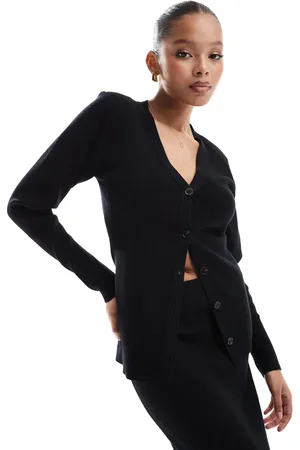 Pretty Lavish Ribstrikket cardigan med knapper i - Del af sæt
