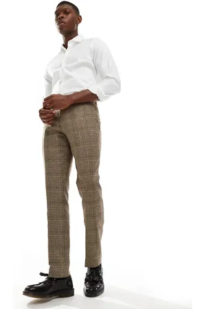 Shelby & Sons Shelby and Sons - Brune slim-bukser i tweed med tern - Del af sæt