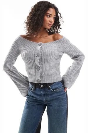 ASOS Cropped cardigan med rund hals-Grå