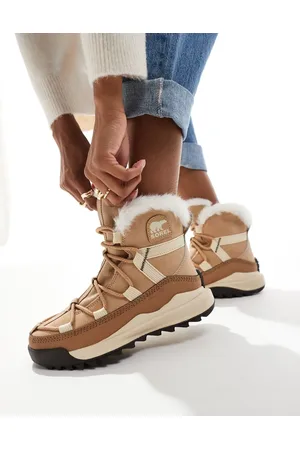 sorel ONA RMX Glacy Plus WP - Brune vandtætte snestøvler med fleece-for i ruskind