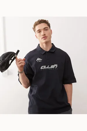 COLLUSION Marineblå fodbold-T-shirt i polostil