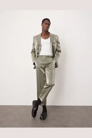 ASOS Metallisk sølvfarvede cropped habitbukser med lige ben